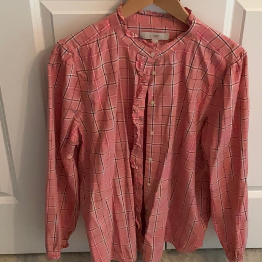 LOFT Pink Casual Button Down Shirt